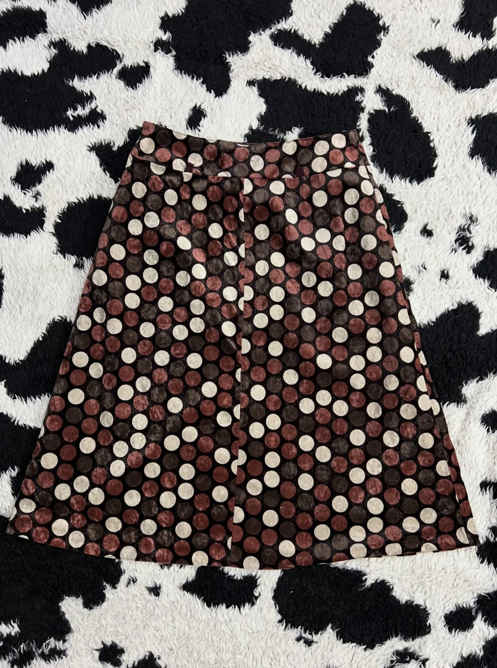 Brown Dotted Velvet Skirt
