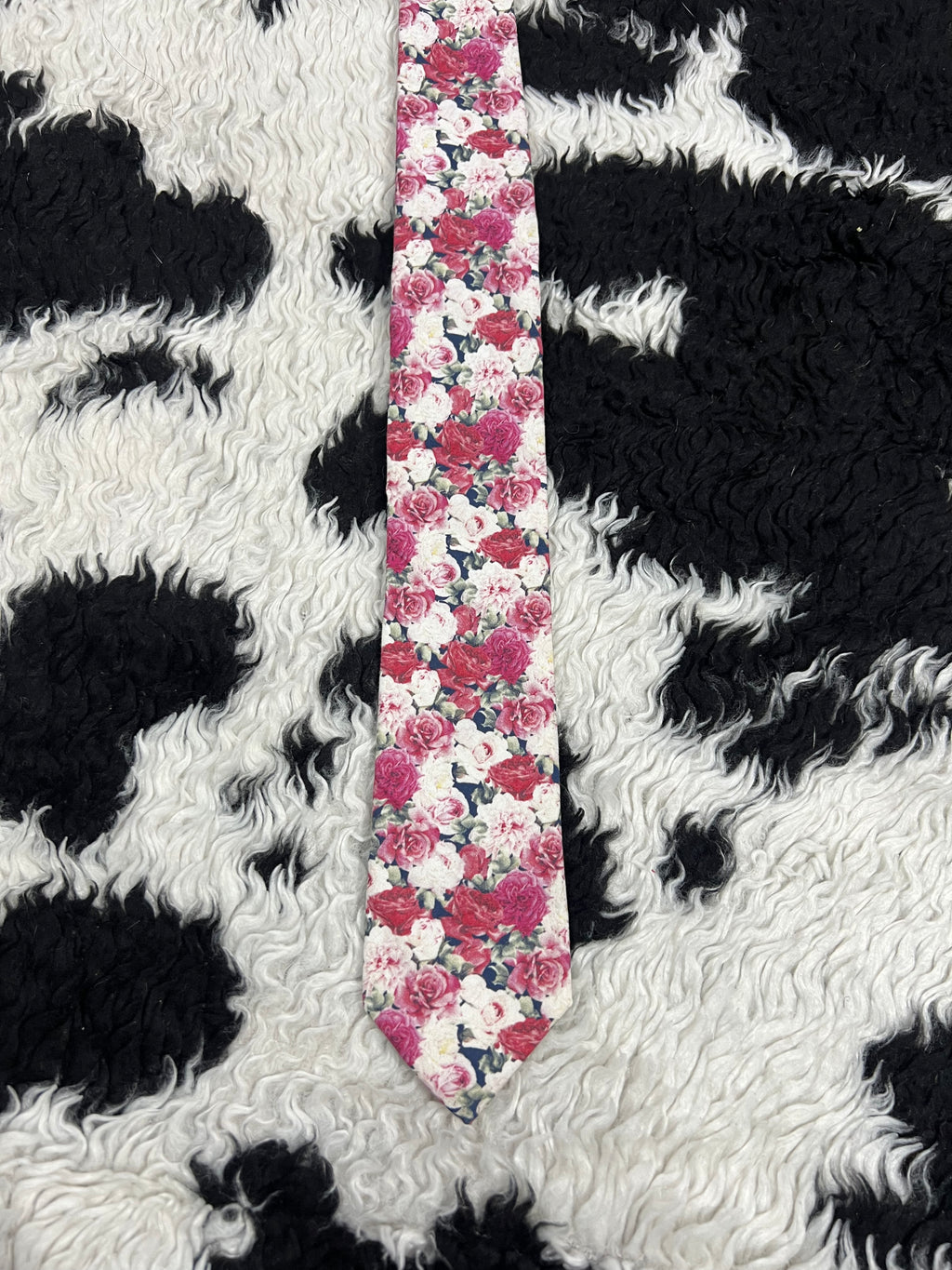 Narrow Pink Floral Tie