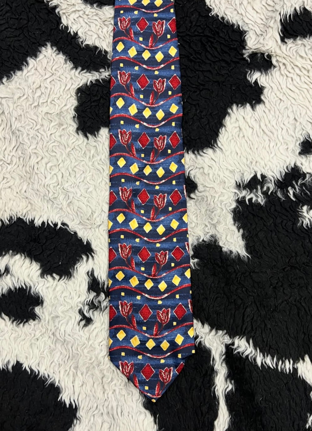 CANDA Blue & Red Floral Tie