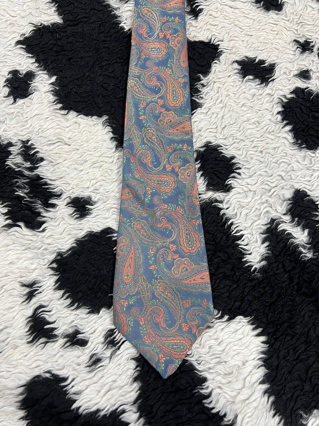 Cavendish Embroidered Blue & Orange Paisley Tie