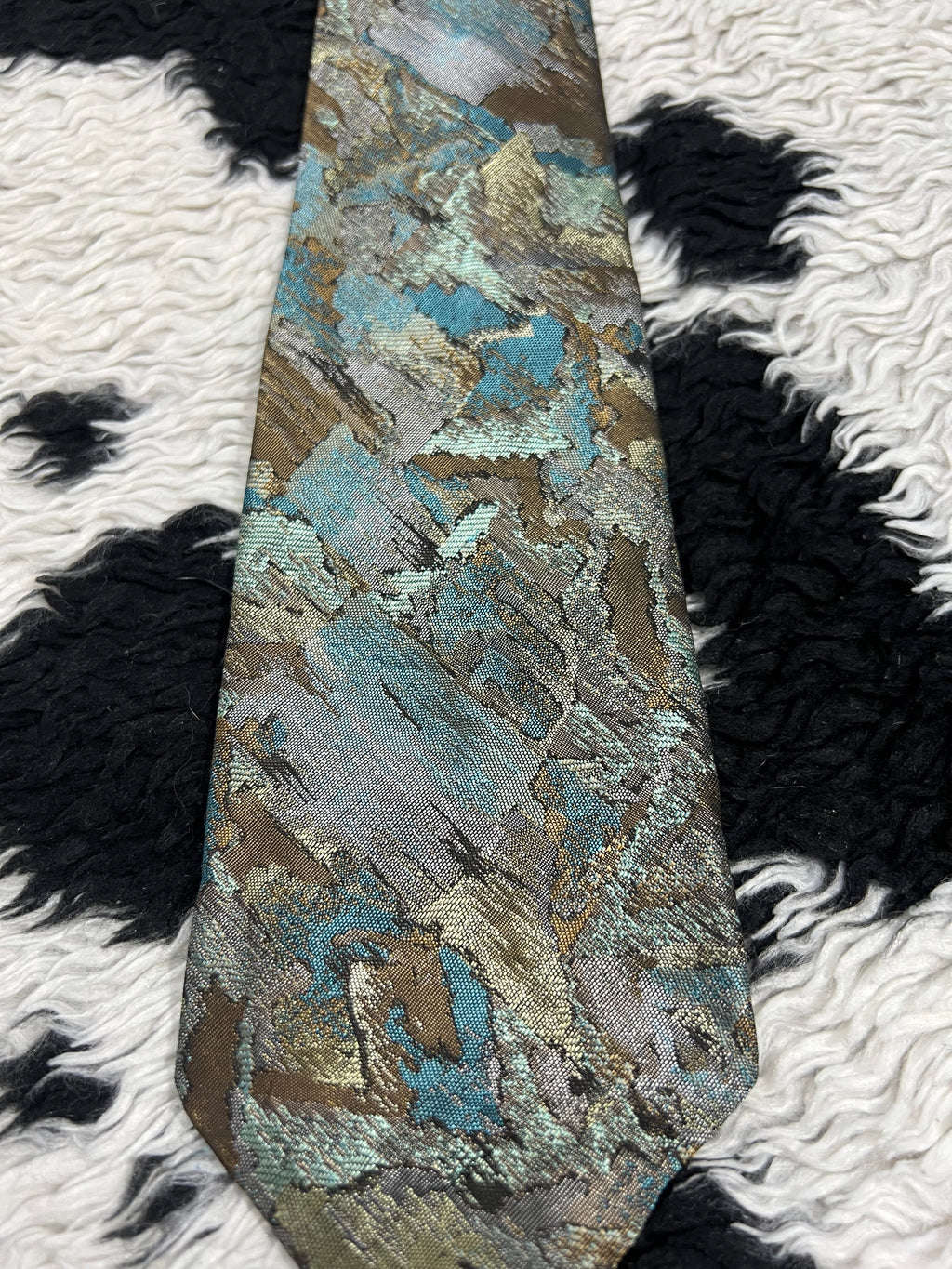 Burton Blue & Brown Abstract Embroidered Tie