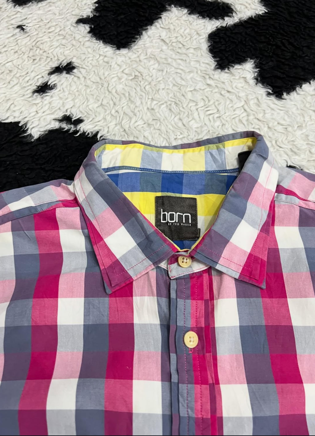 Born by Ted Baker Pink Checkered Buttonup