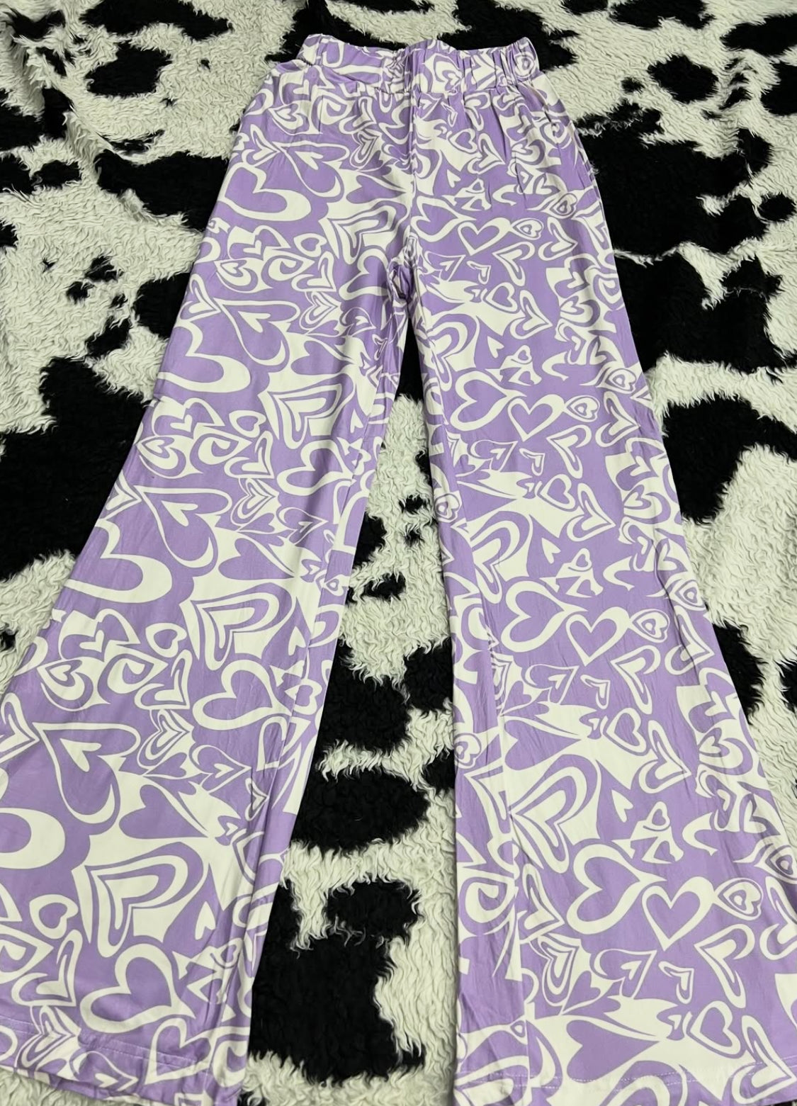 Purple & White Hearts Bellbottoms (Small)