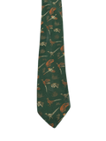 Pheasants Embroidered Green Tie