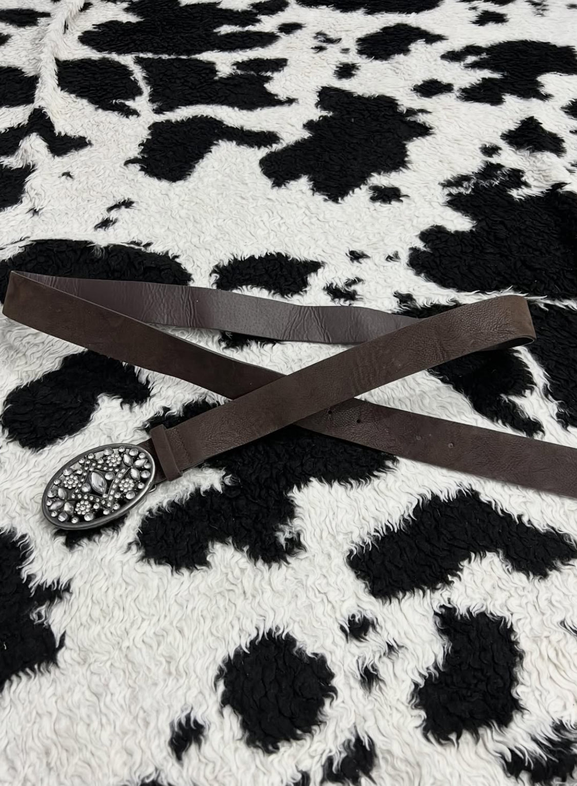Bedazzled Buckle Brown Belt