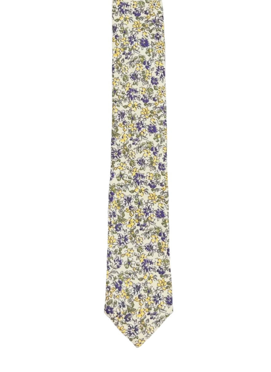 Narrow Purple & Yellow Flowers Ties
