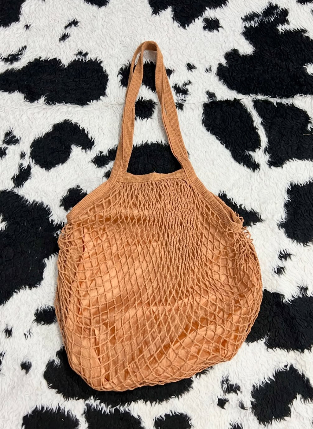 Brown Mesh Beach Bag