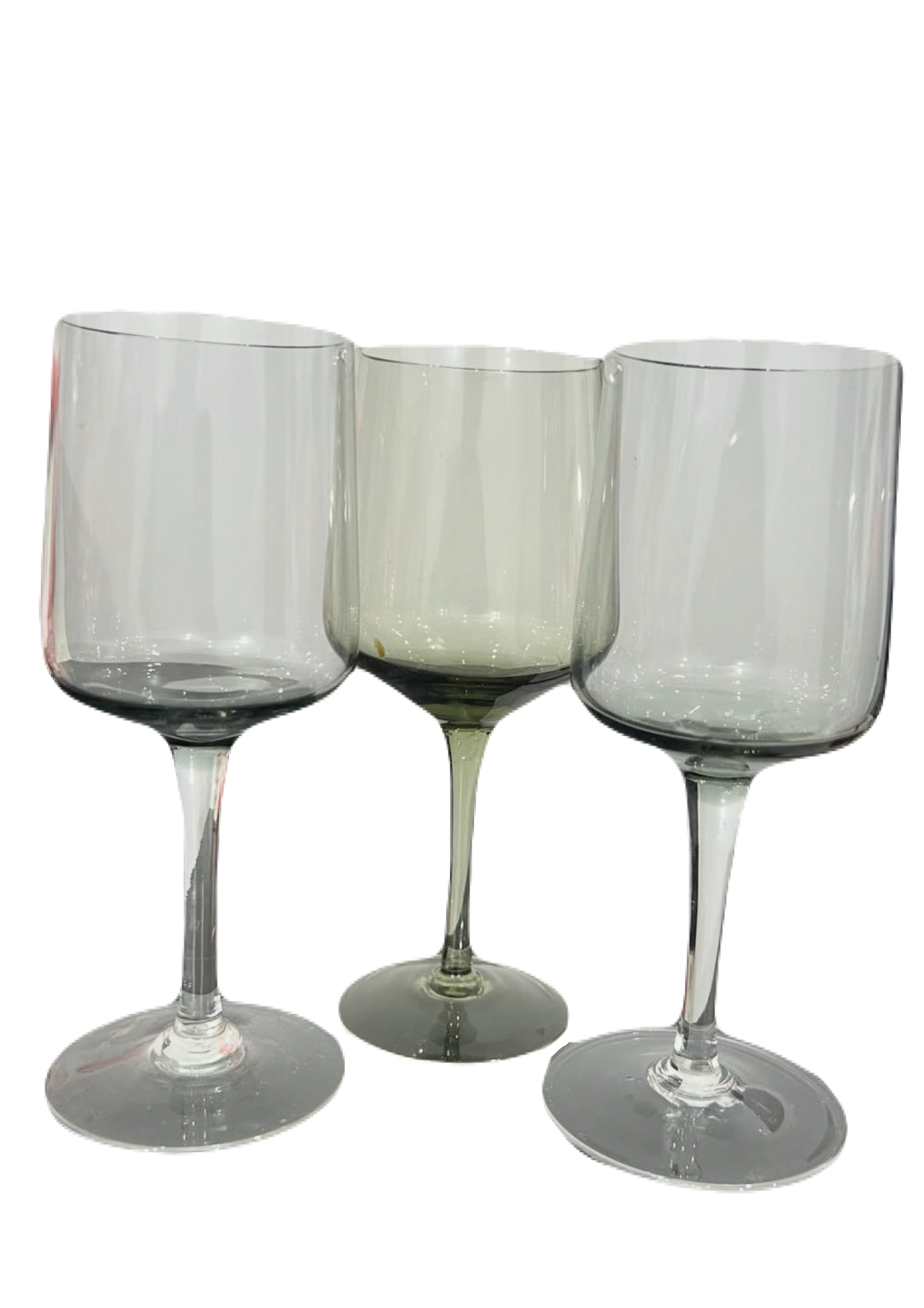 Set of 3 Black Wine Glasses