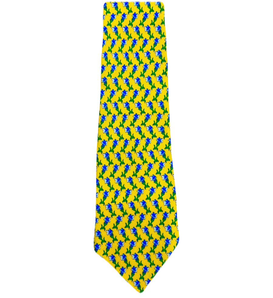 Yellow Blue Floral Tie