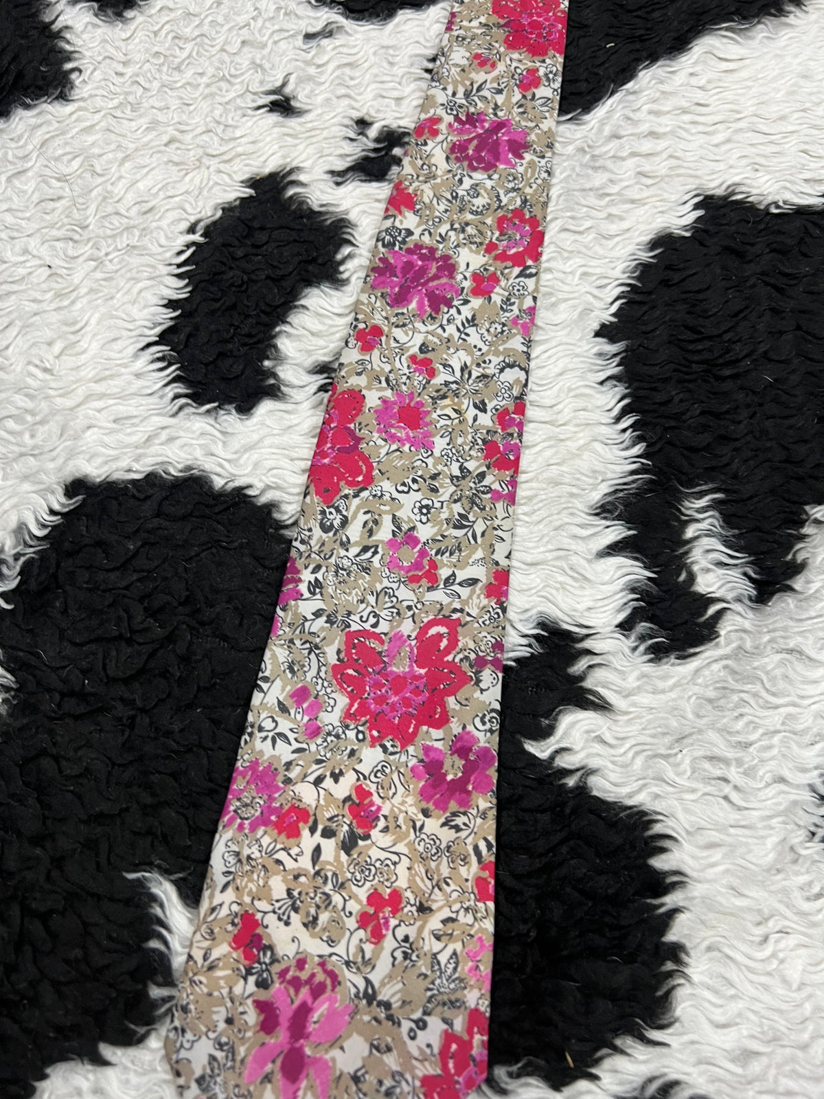 White & Pink Floral Tie