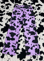 Purple Cow-Print Denims (Waist 32)