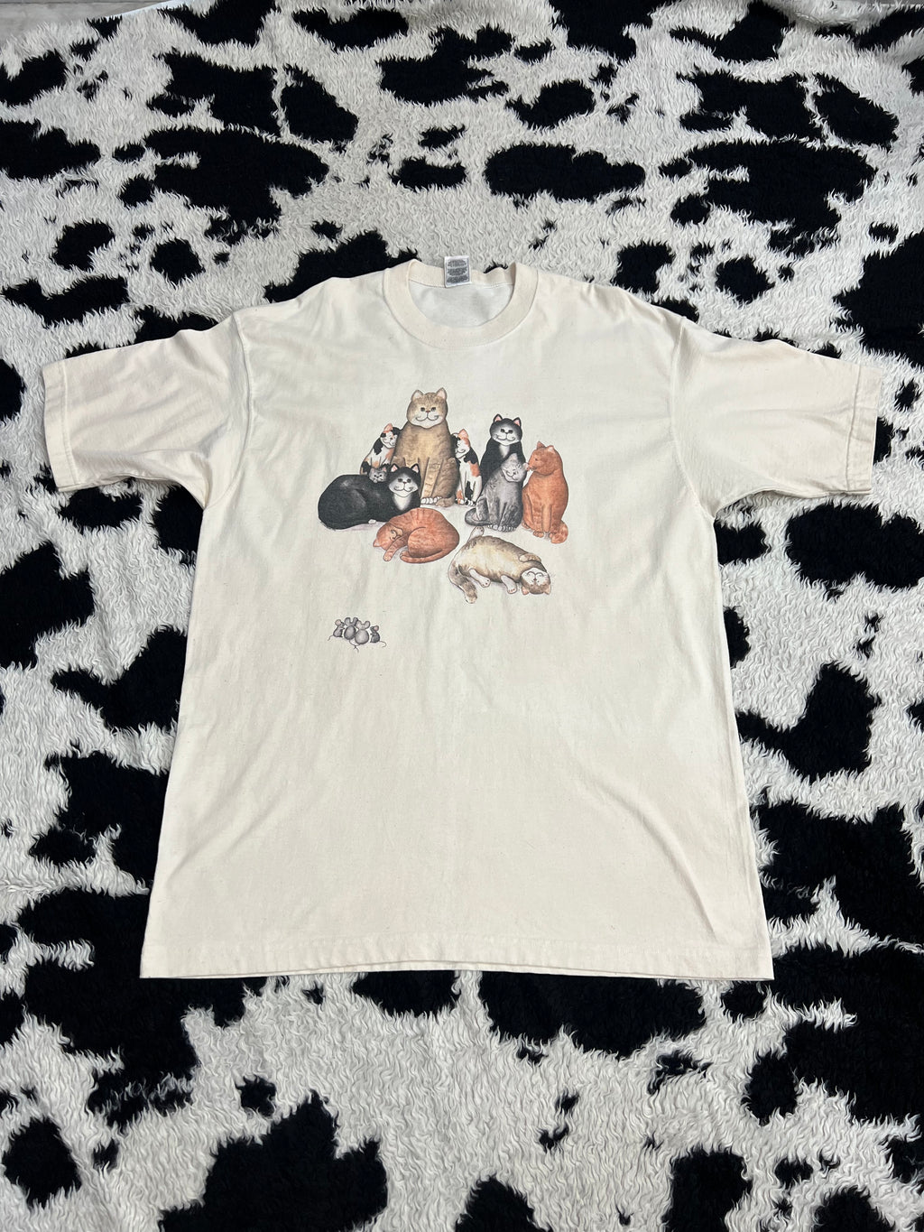 Vintage 90s Fruit of the Loom Cats Tee (Extra Large)