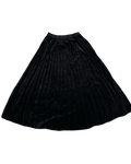 Black Pleated Long Velvet Skirt
