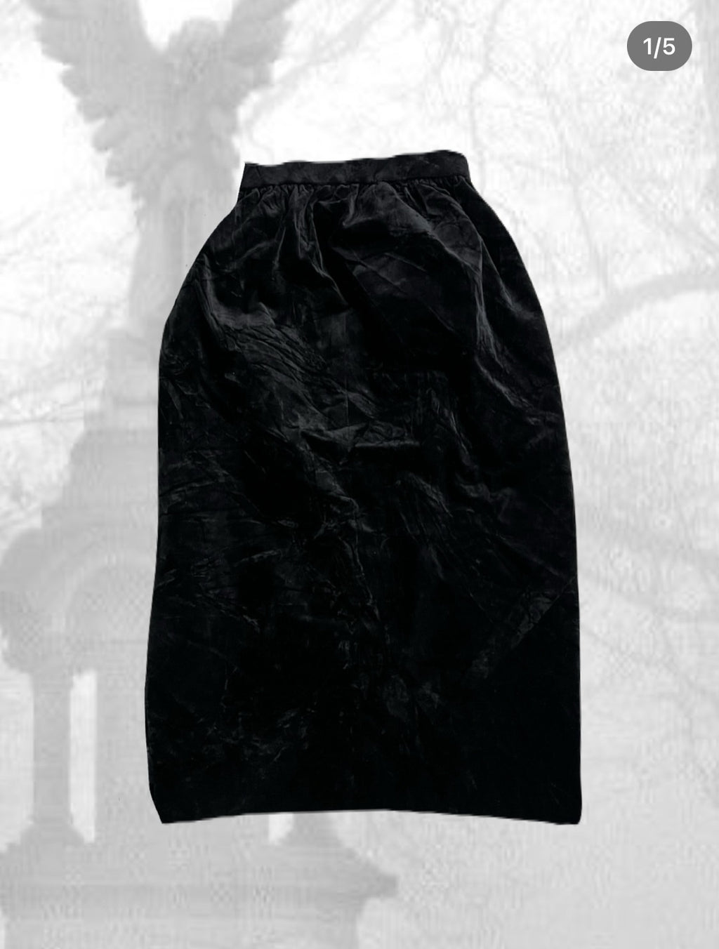 Straight Black Velvet Long Skirt