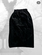 Straight Black Velvet Long Skirt