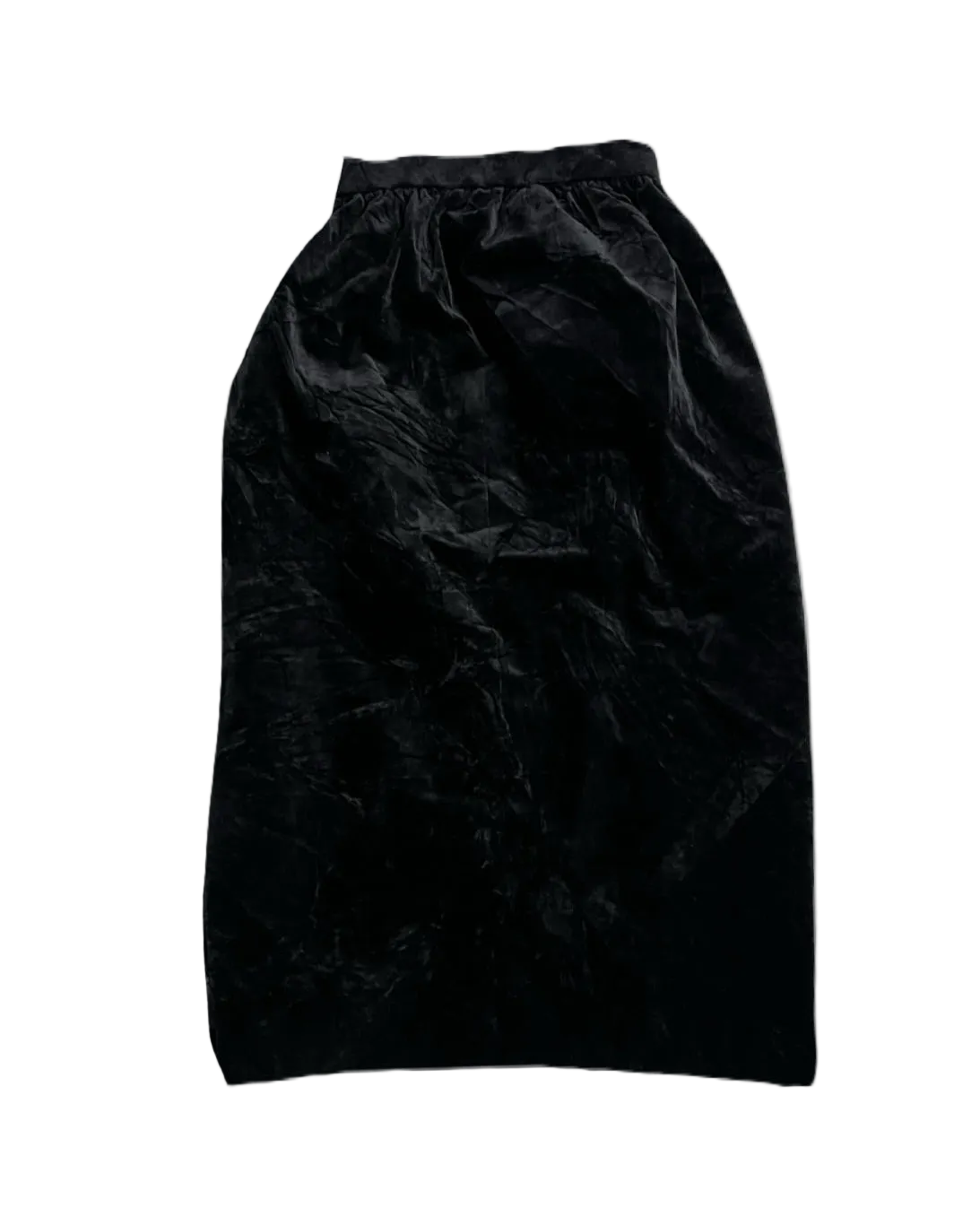 Straight Black Velvet Long Skirt
