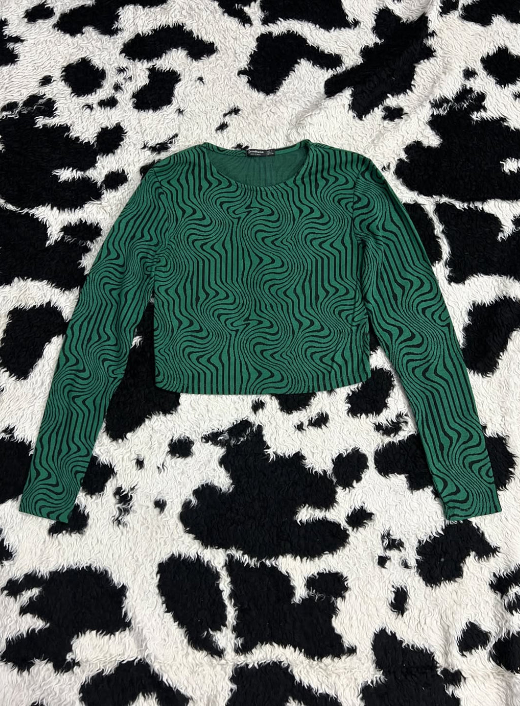 Stradivarius Green Wavy Top