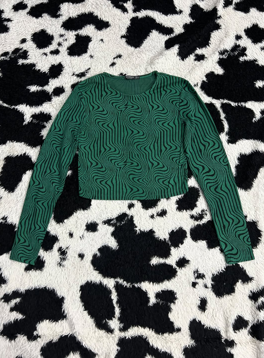 Stradivarius Green Wavy Top