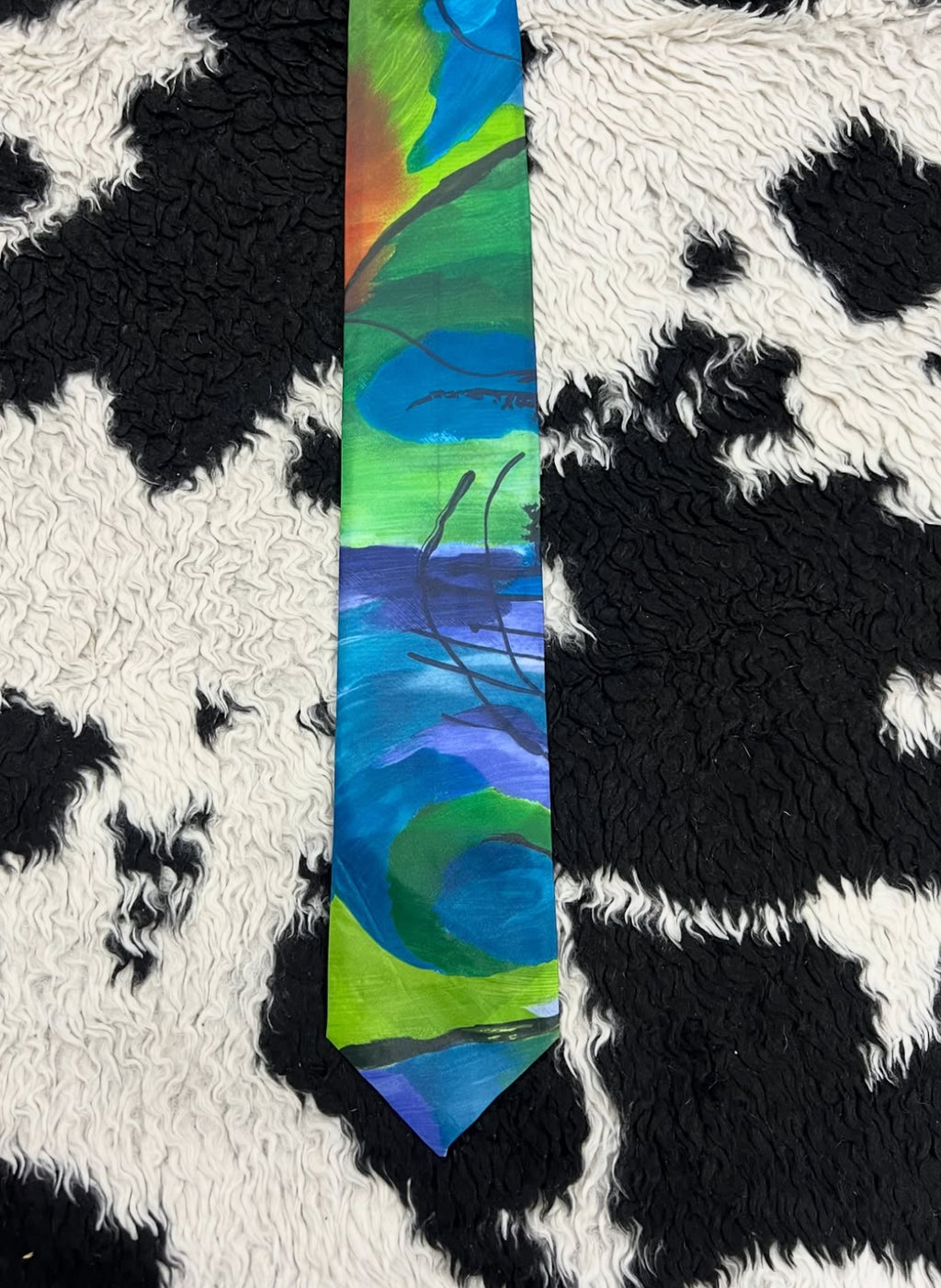 Blue & Green Abstract Art Tie