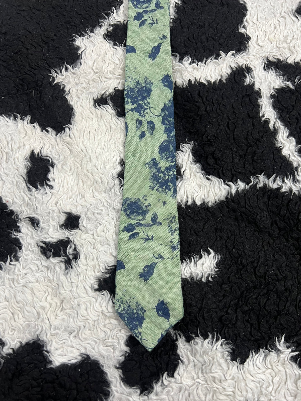 Green & Blue Floral Narrow Tie