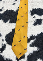 Black Bird Embroidered Yellow Tie