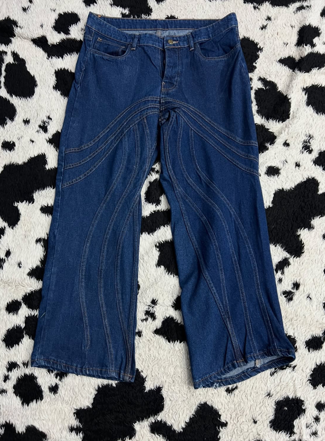 Blue Detailed Embroidered Denims (Waist 36)