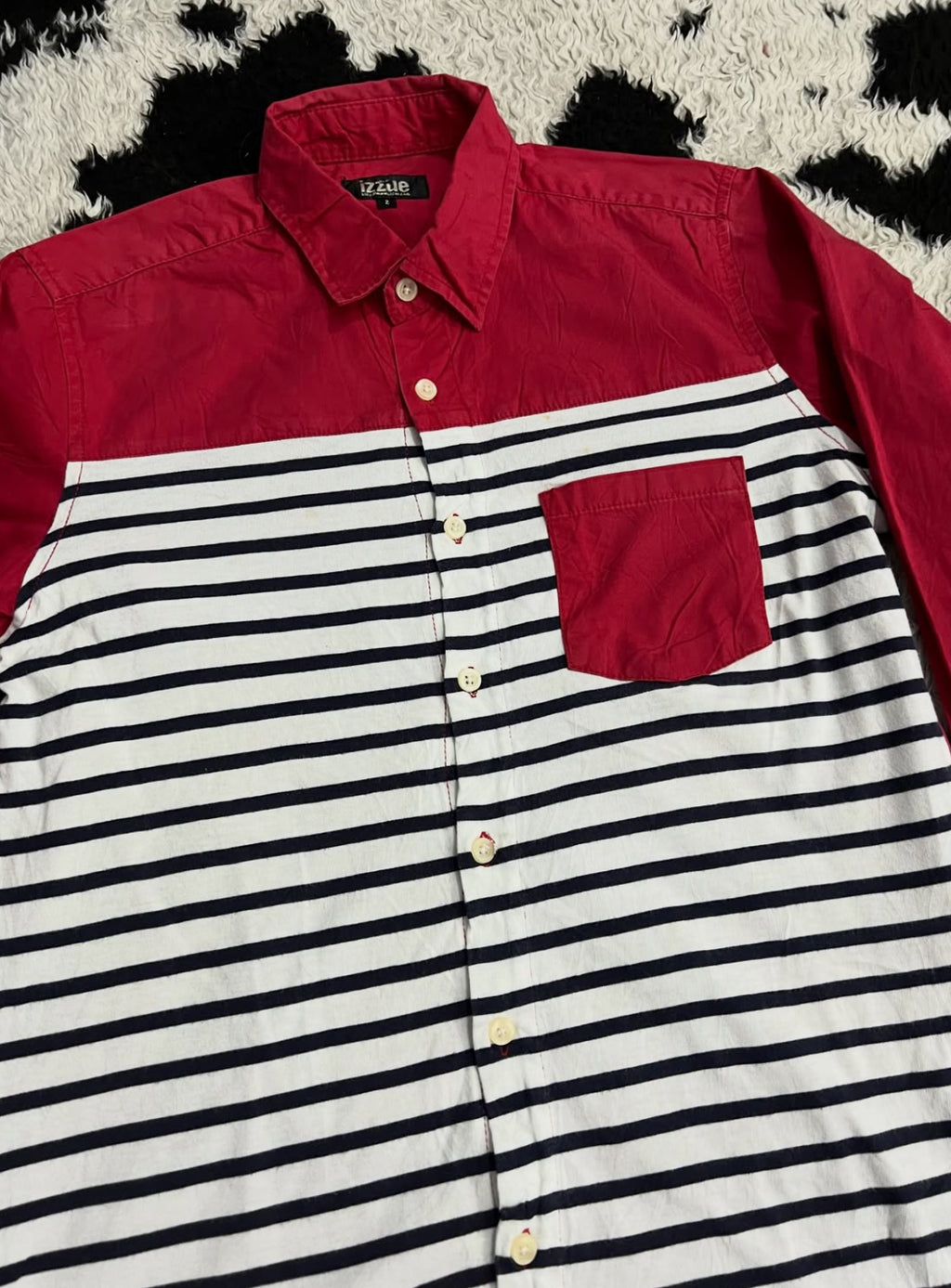 Izzue Red & White Striped Buttonup