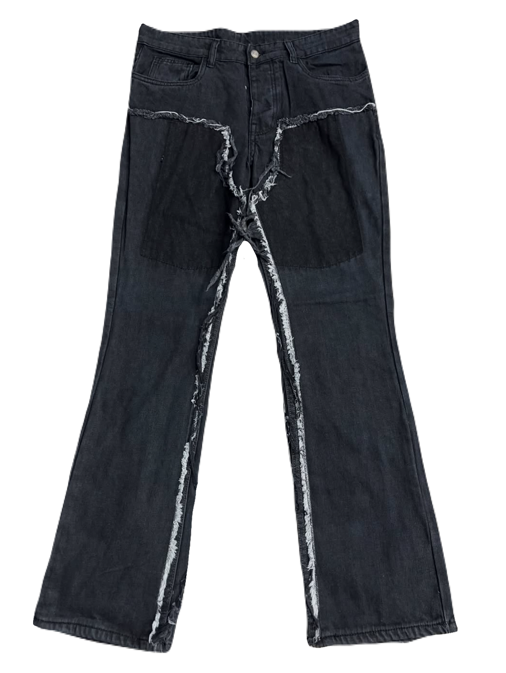 Dark Grey Patched Denims (Waist 34)