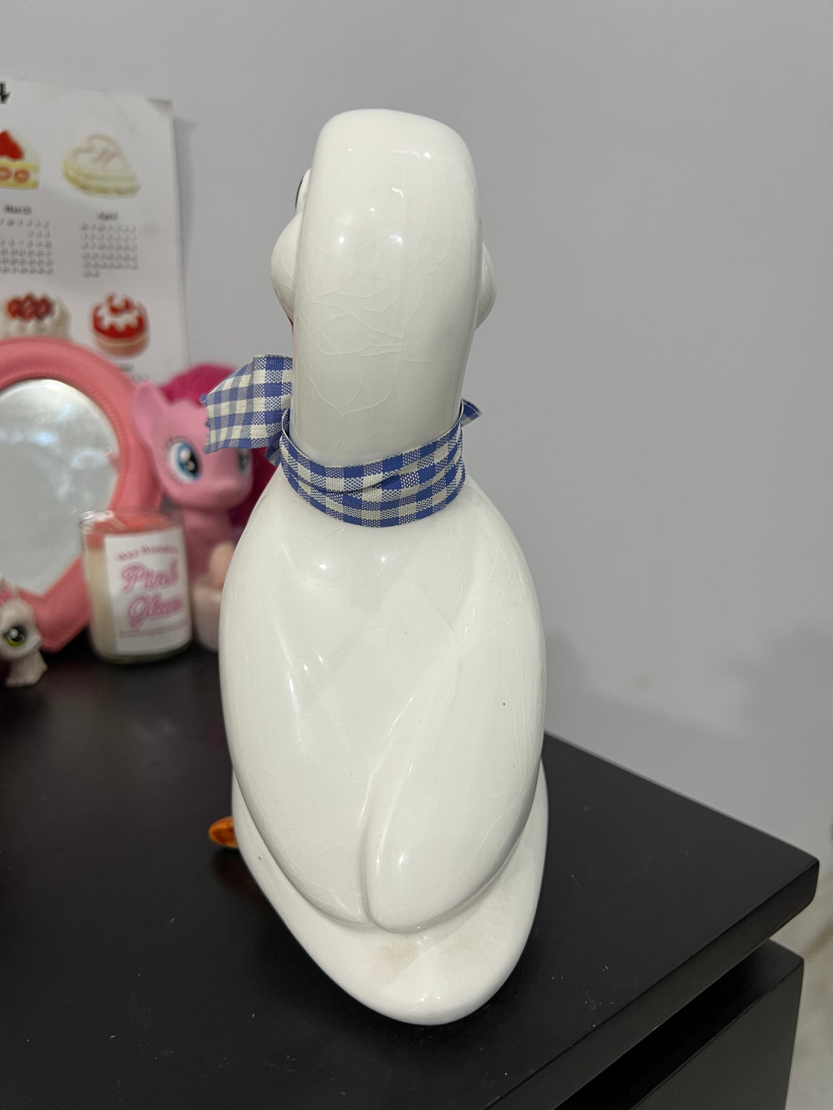 Vintage Goose in Bow Ceramic Statue