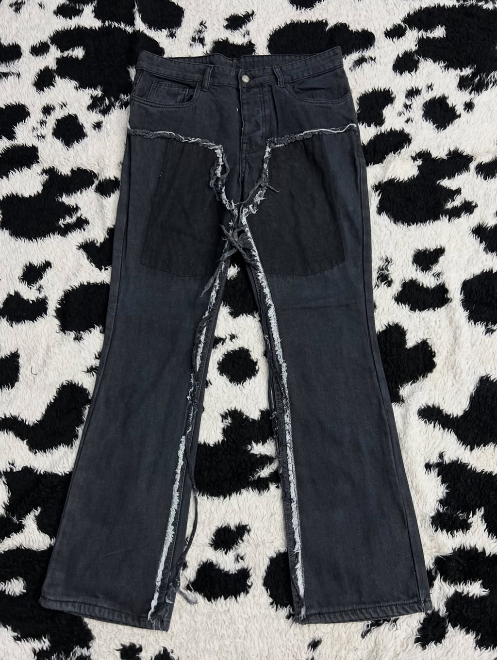 Dark Grey Patched Denims (Waist 34)