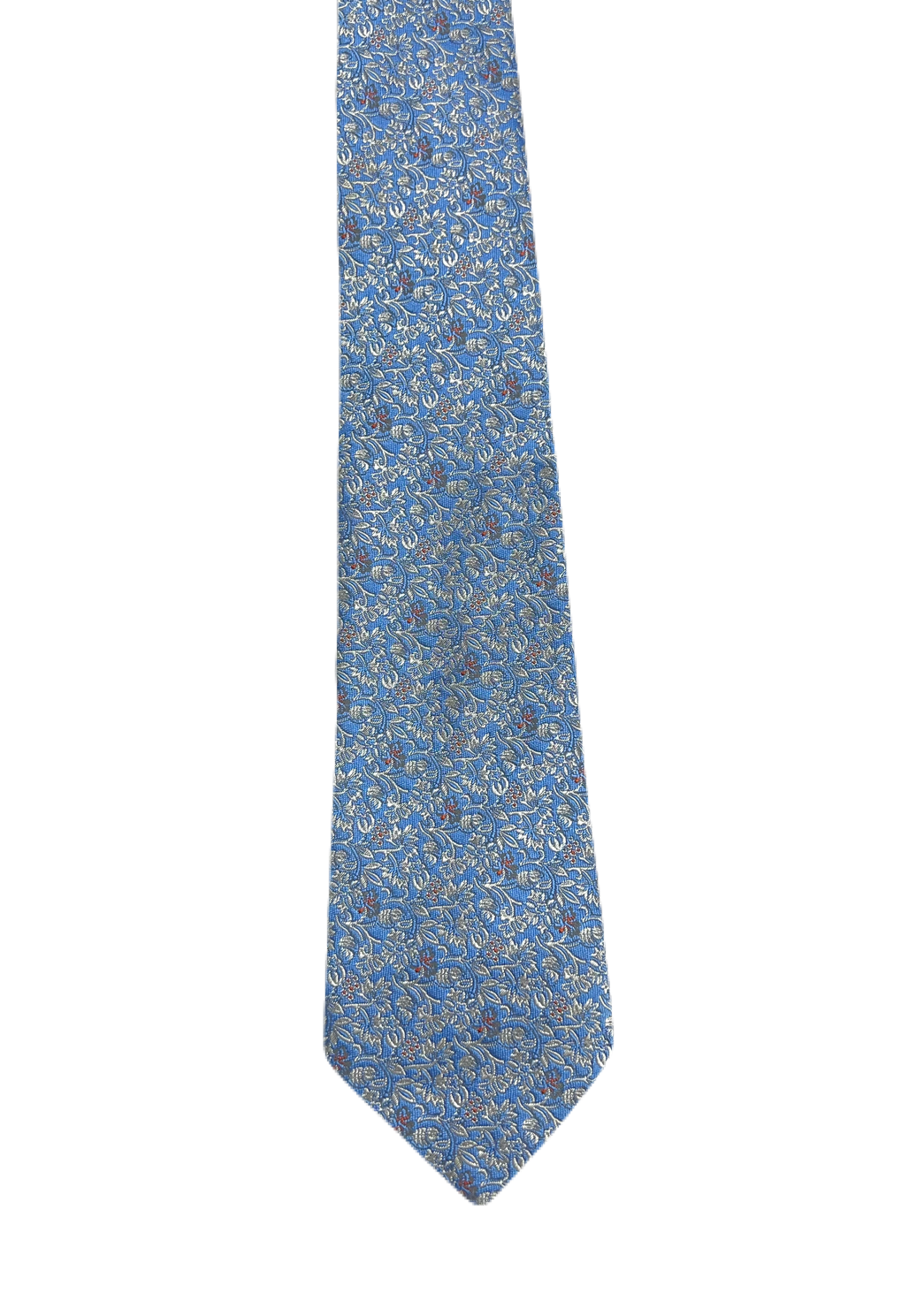 Louis Philippe Blue Floral Embroidered Tie
