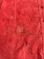 Corduroy Orange Embroidered Buttonup