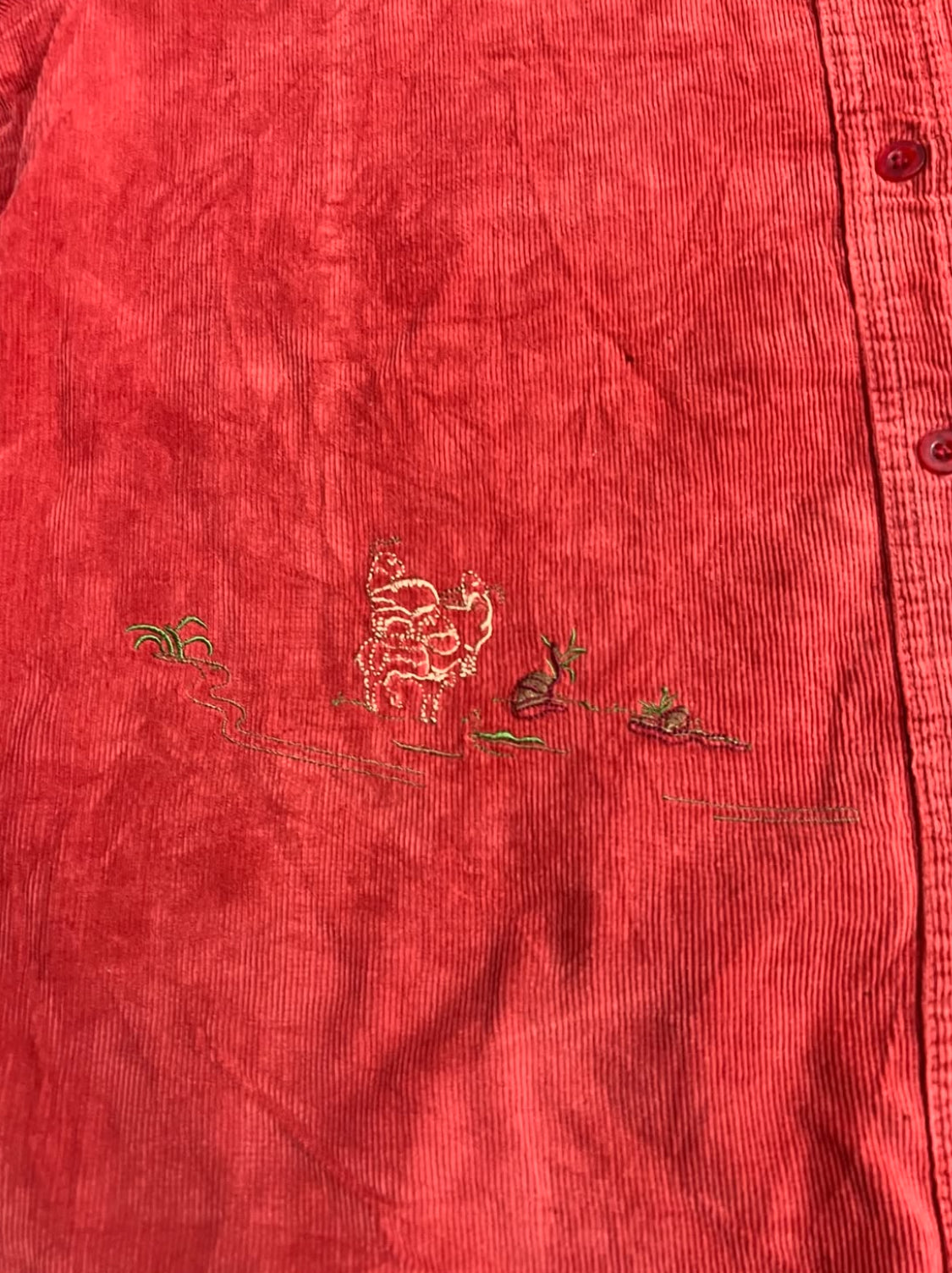 Corduroy Orange Embroidered Buttonup