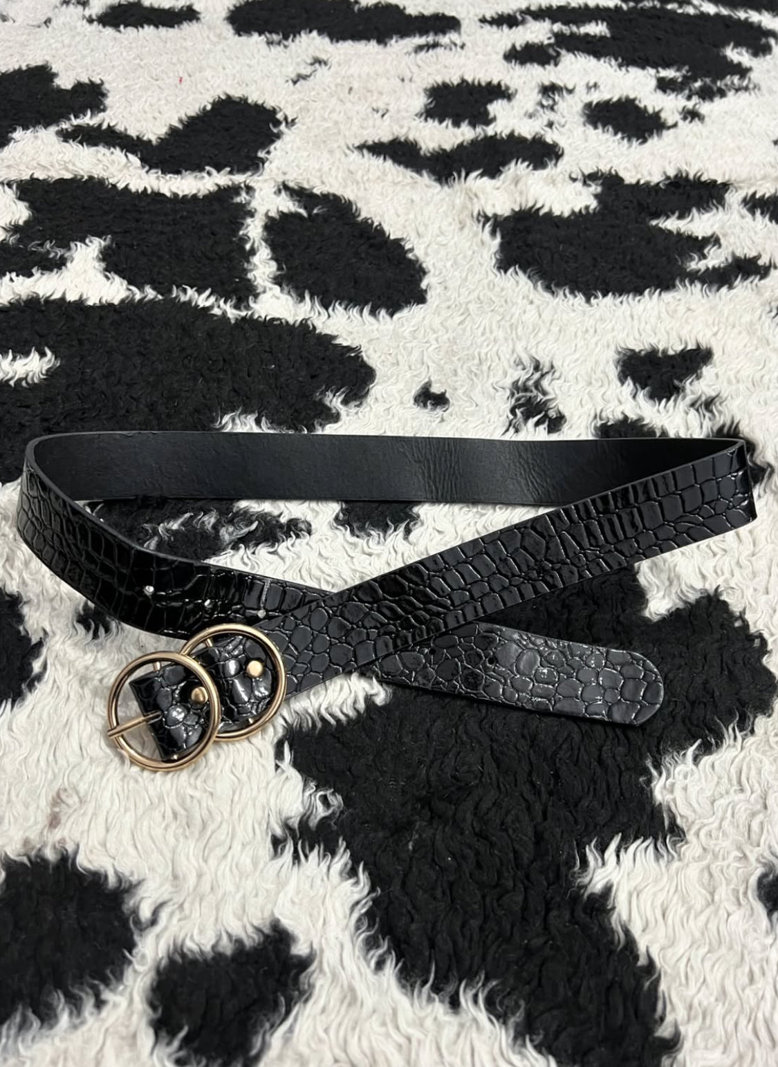Black Snake Skin Scaled Belt