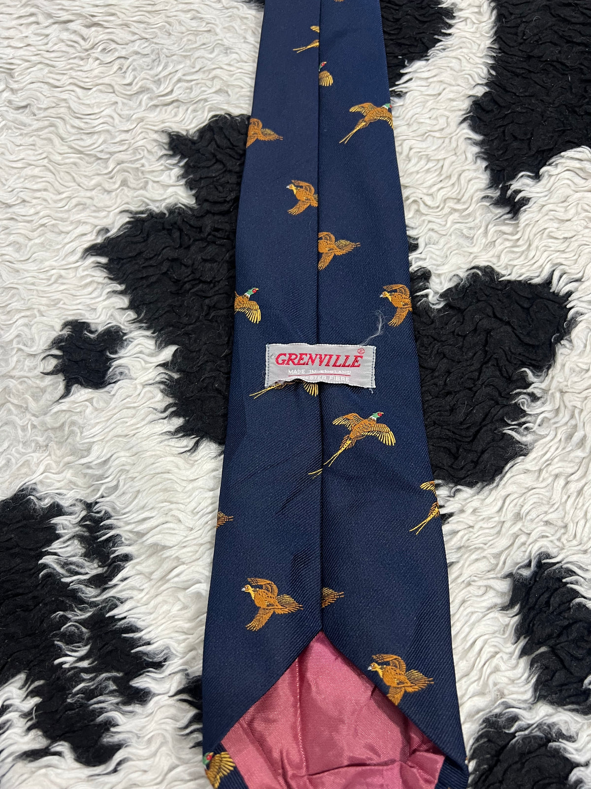 Grenville Blue Embroidered Pheasants Tie