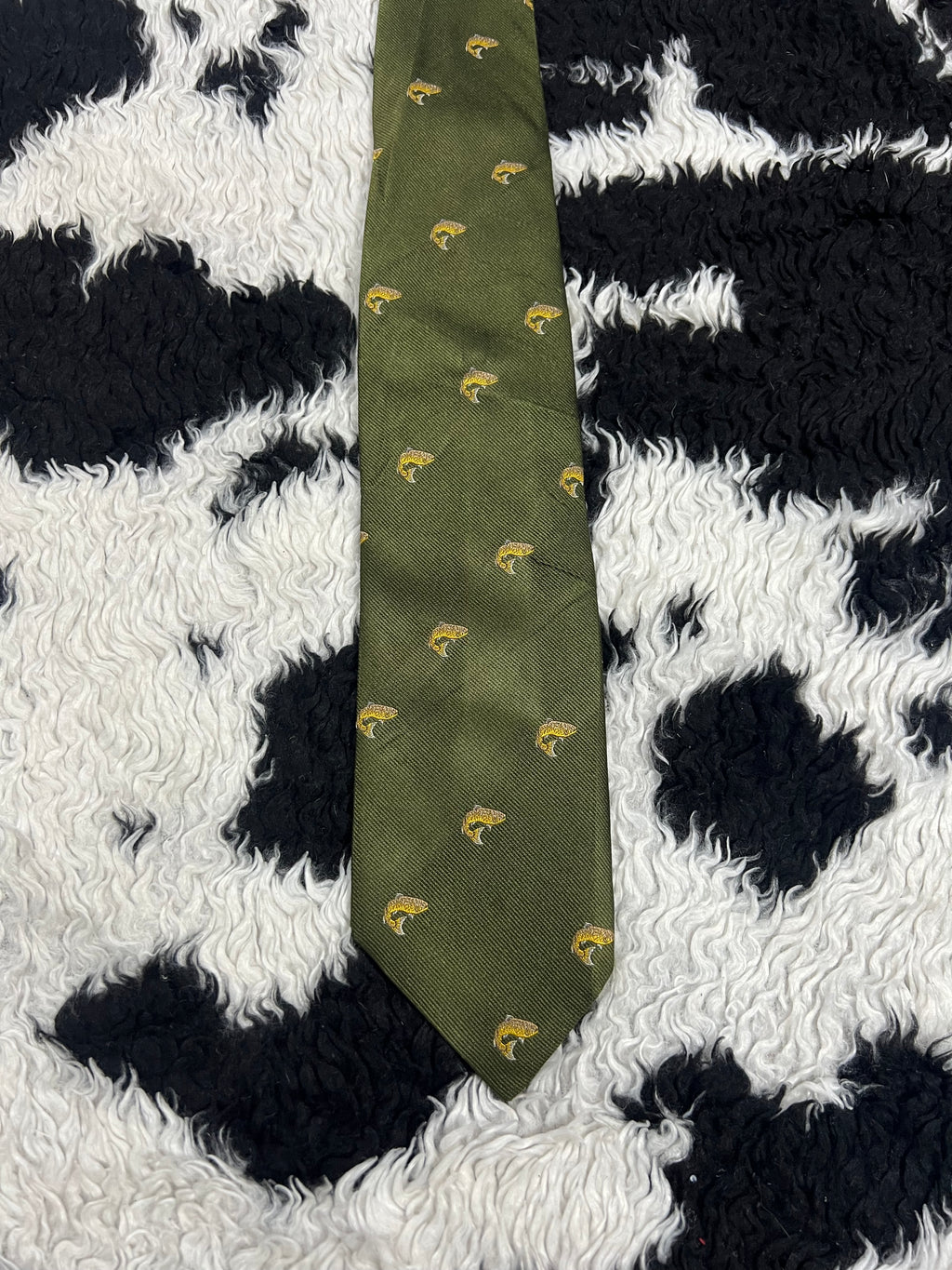 Trout Fish Embroidered Tie