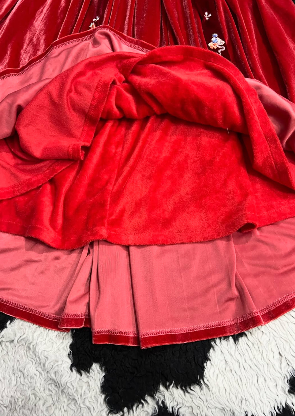 Strawberry Long Velvet Skirt
