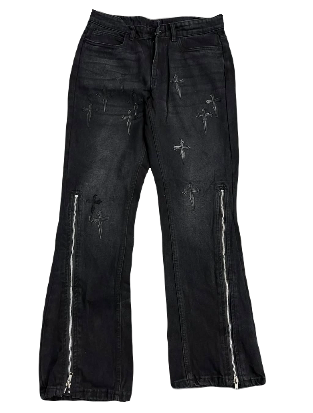 Cross Zipper Black Denims (Waist 32)