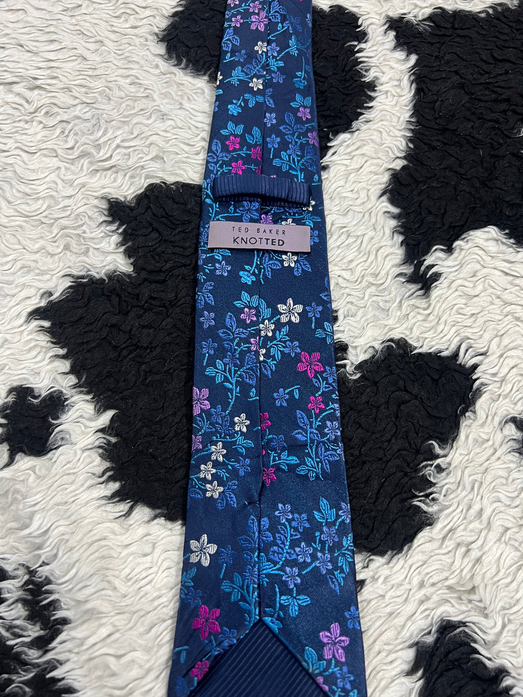 Ted Baker Blue Floral Embroidered Tie
