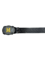 Carved M Buckle Black Belt