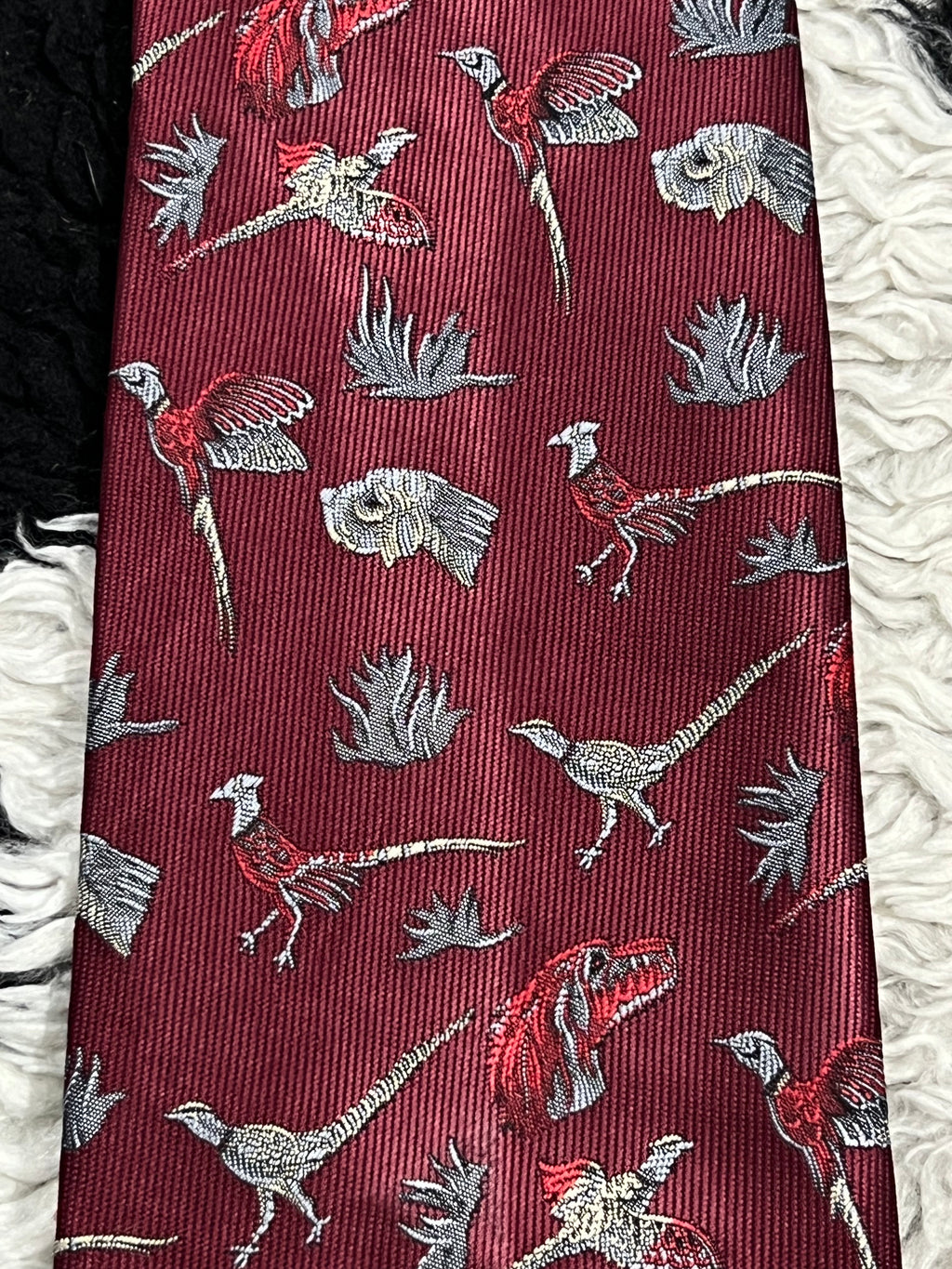 Pheasants & Dogs Embroidered Tie