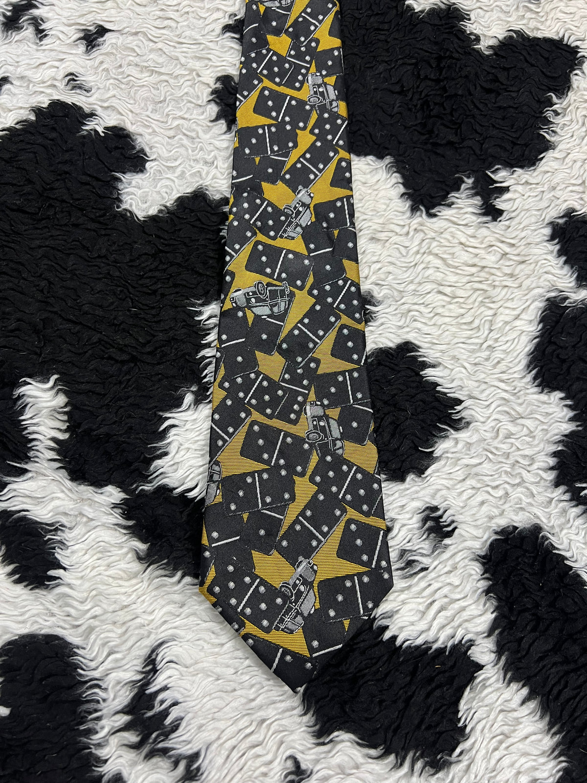 Dominoes & Cars Embroidered Tie (Tagged)