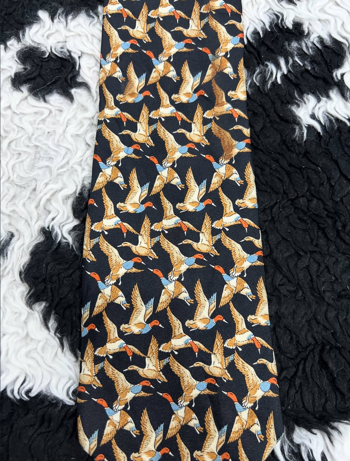 Black Flying Mallards Tie