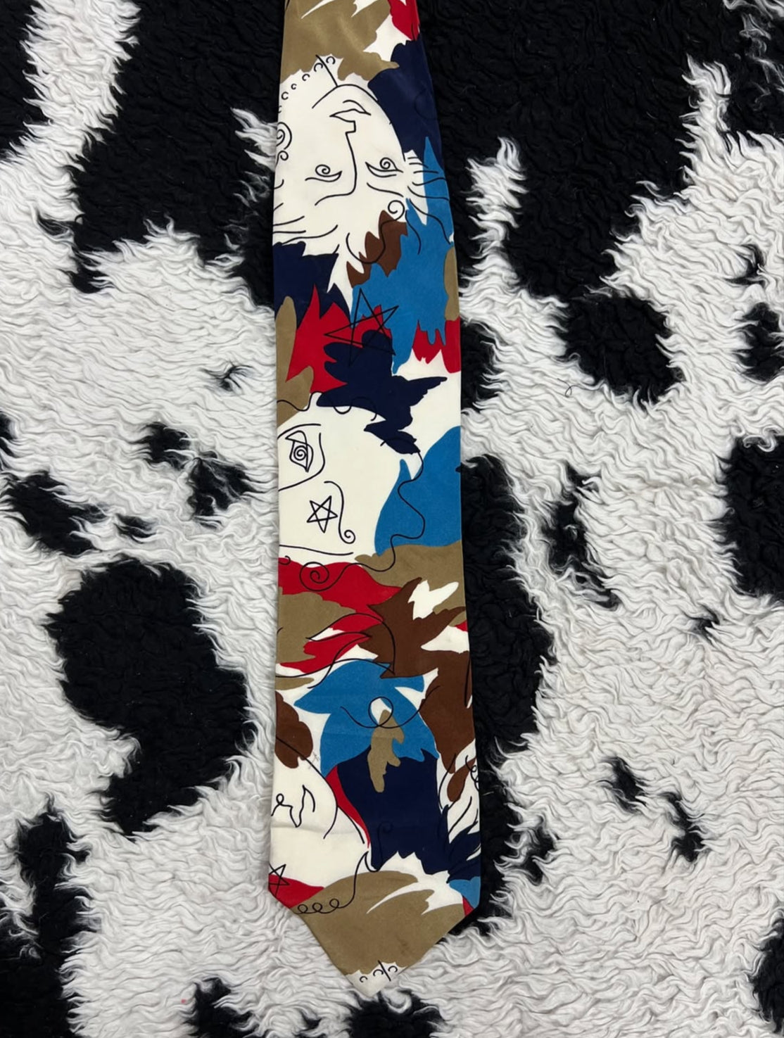 Abstract Star Faces Art Tie