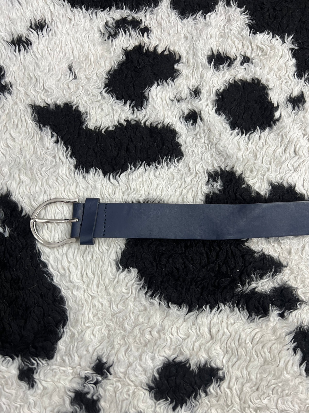 Plain Blue Genuine Leather Belt