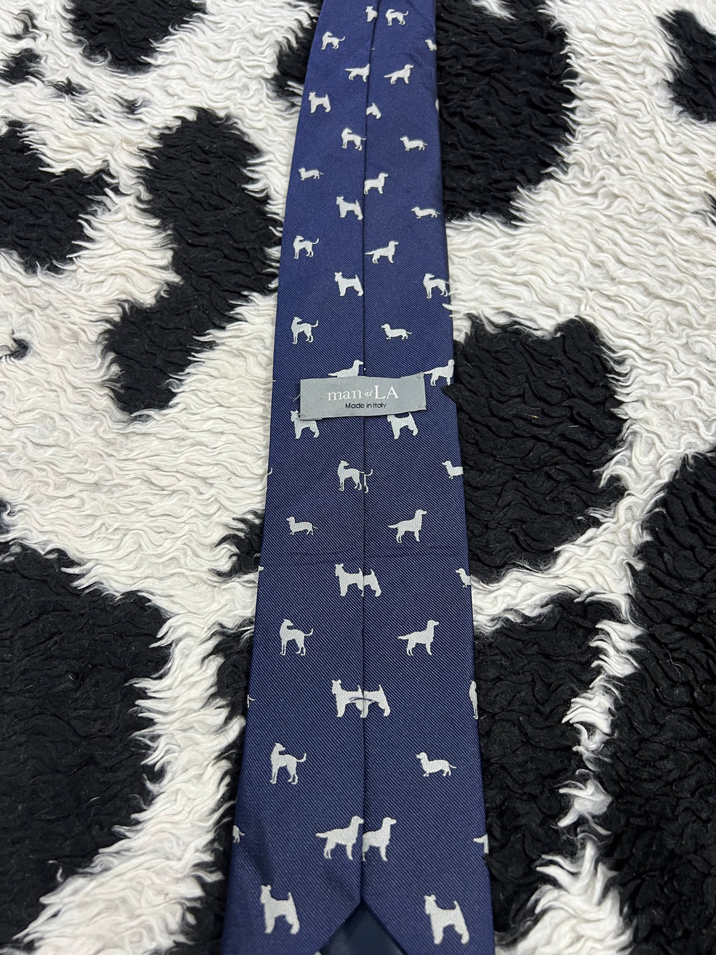 Dogs Embroidered Narrow Tie