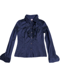 Midnight Blue Ruffle Shiny Buttonup