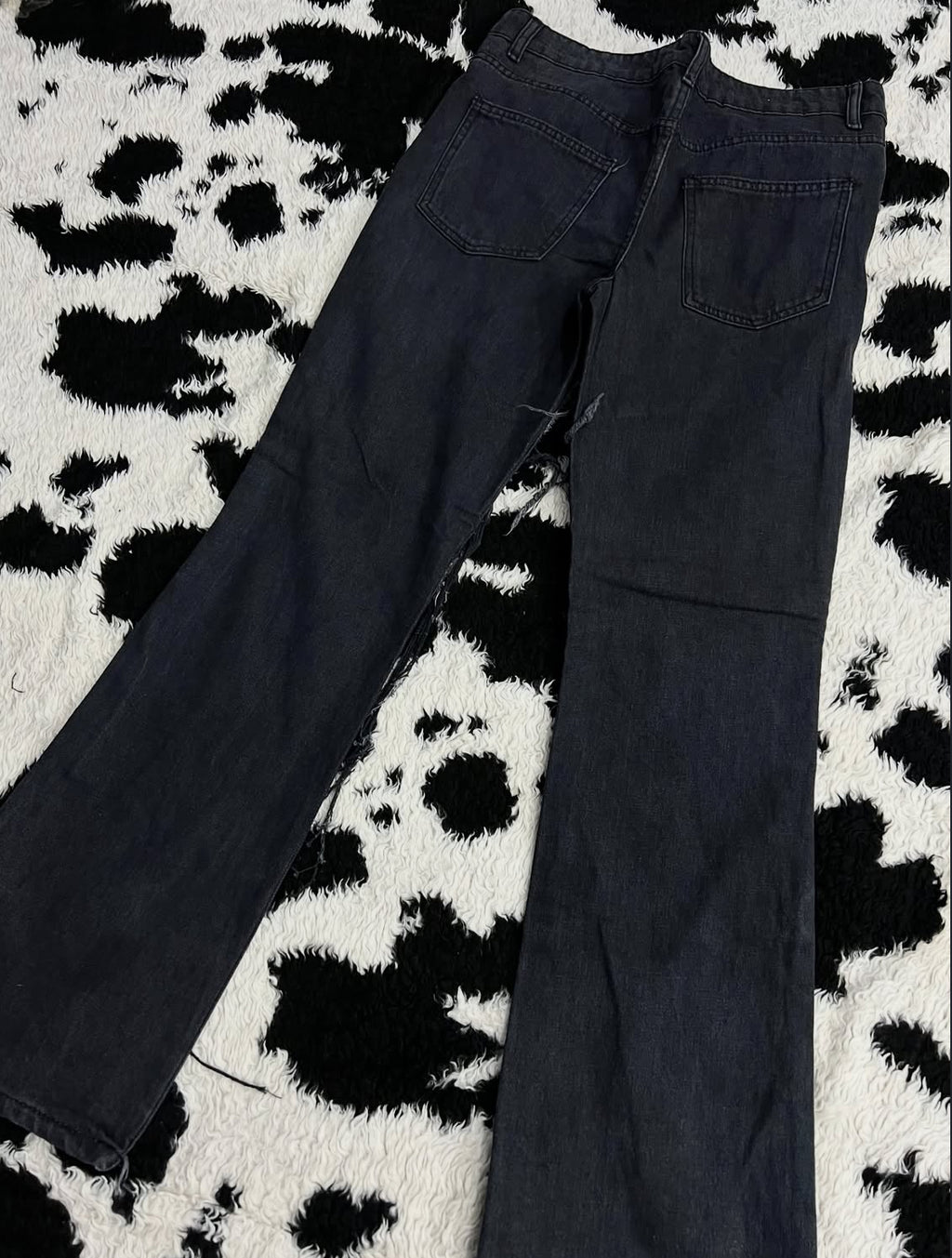 Dark Grey Patched Denims (Waist 34)