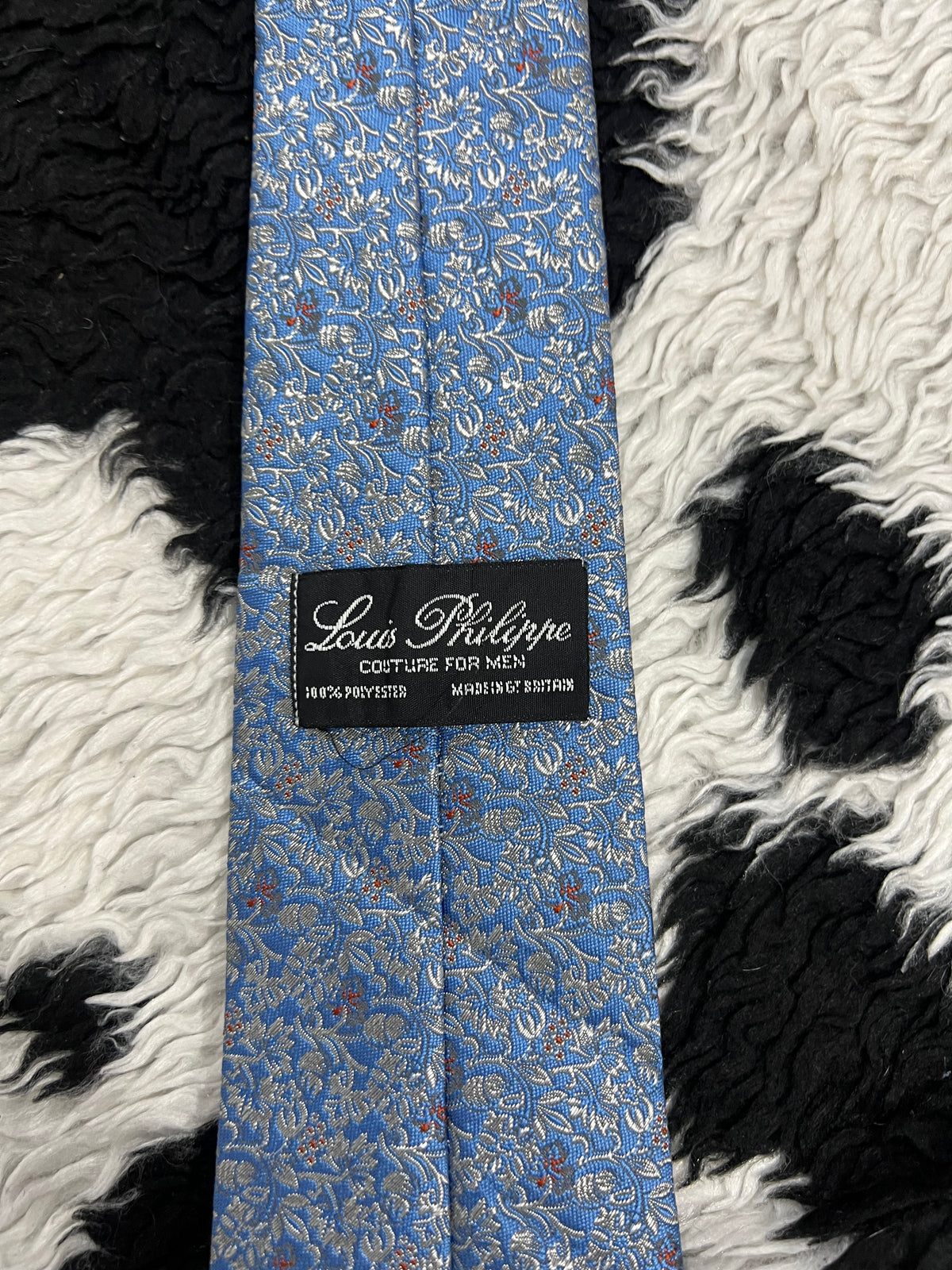 Louis Philippe Blue Floral Embroidered Tie