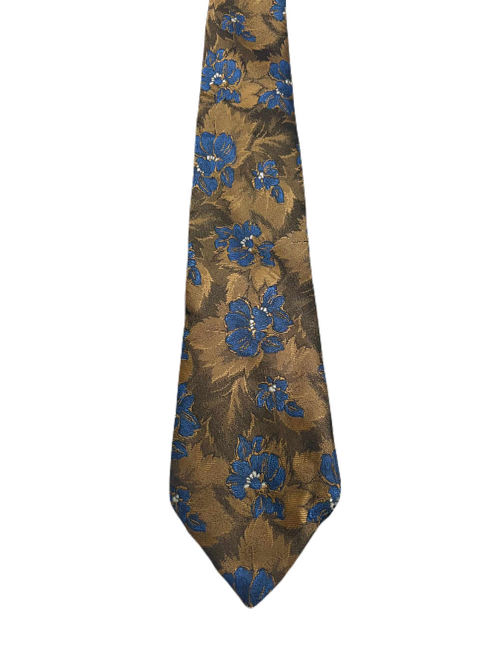 Pink Flamingo Brown & Blue Embroidered Floral Tie
